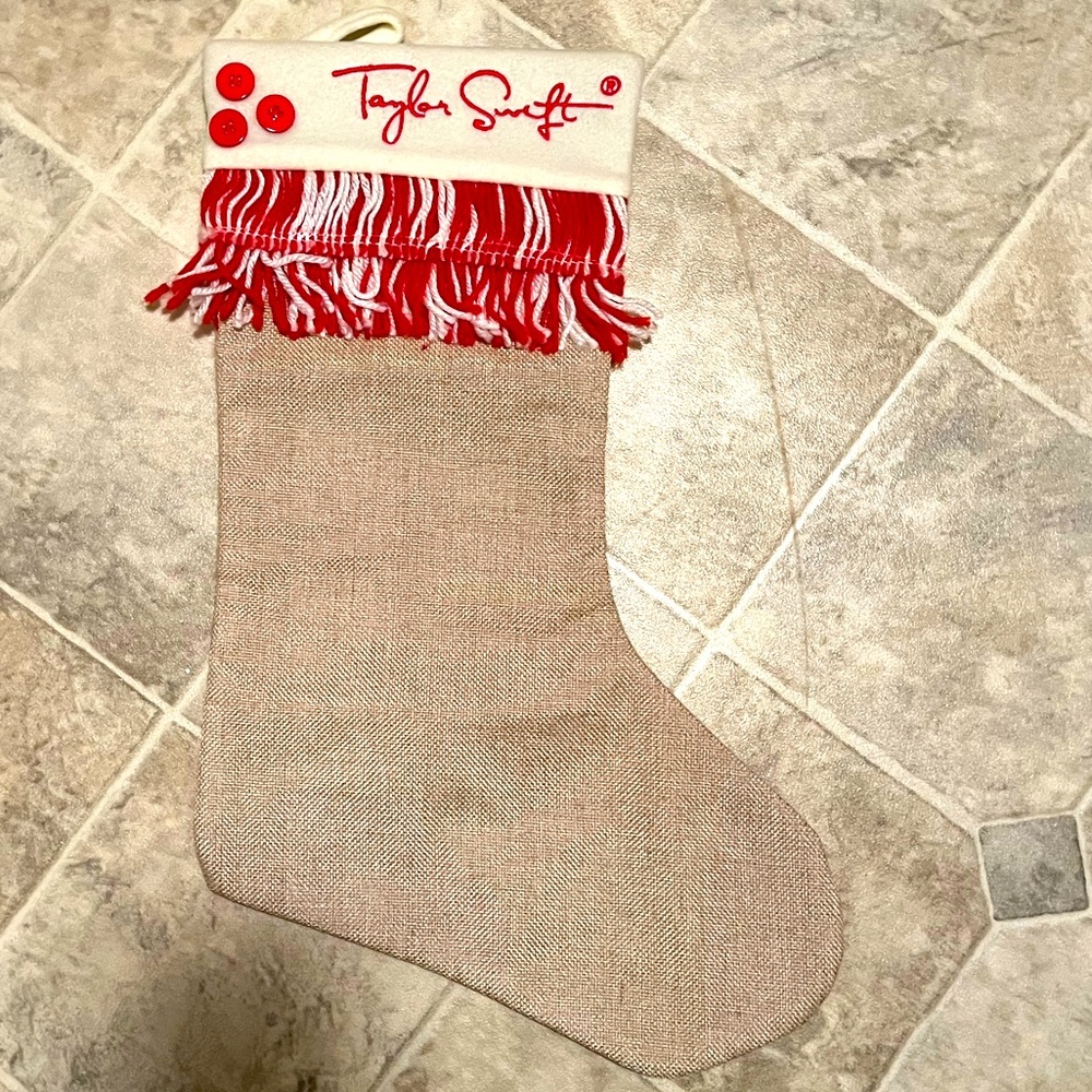 Taylor Swift Burlap Christmas Stocking